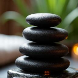 Pietre calde per massaggio impilate